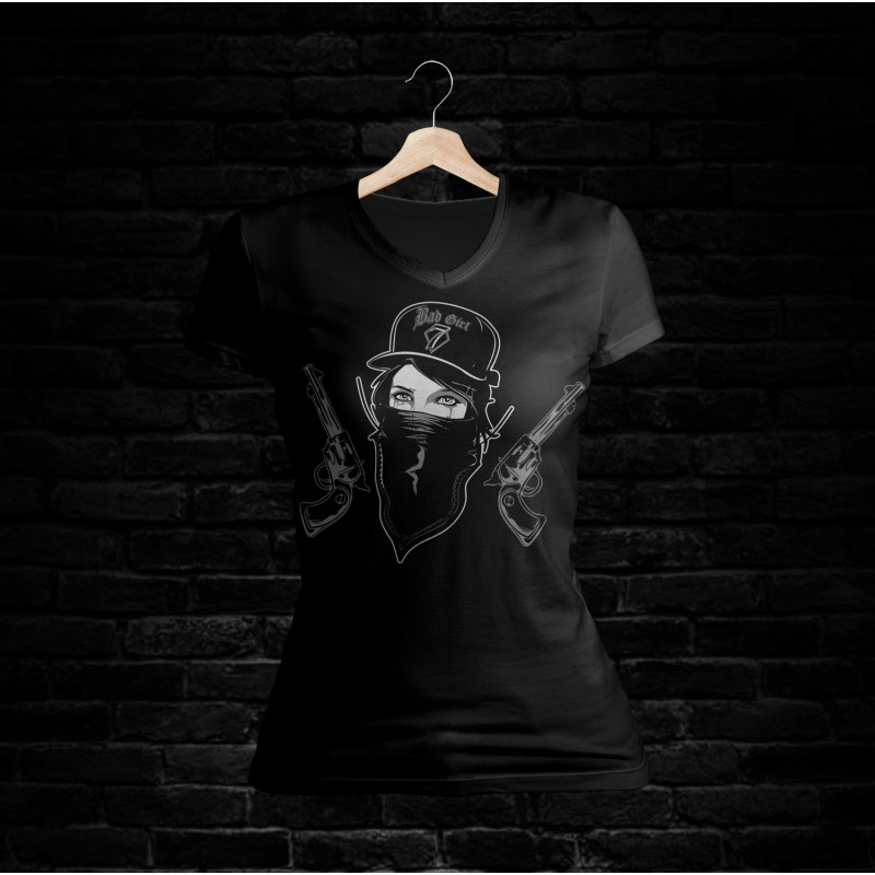 Bad Girl Shirt 708 V-Schnitt (schwarz)