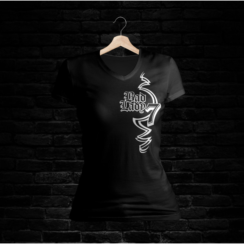 Bad Girl Shirt 500 V-Schnitt (schwarz)