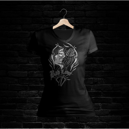 Bad Lady Shirt 709 V-Schnitt (schwarz)