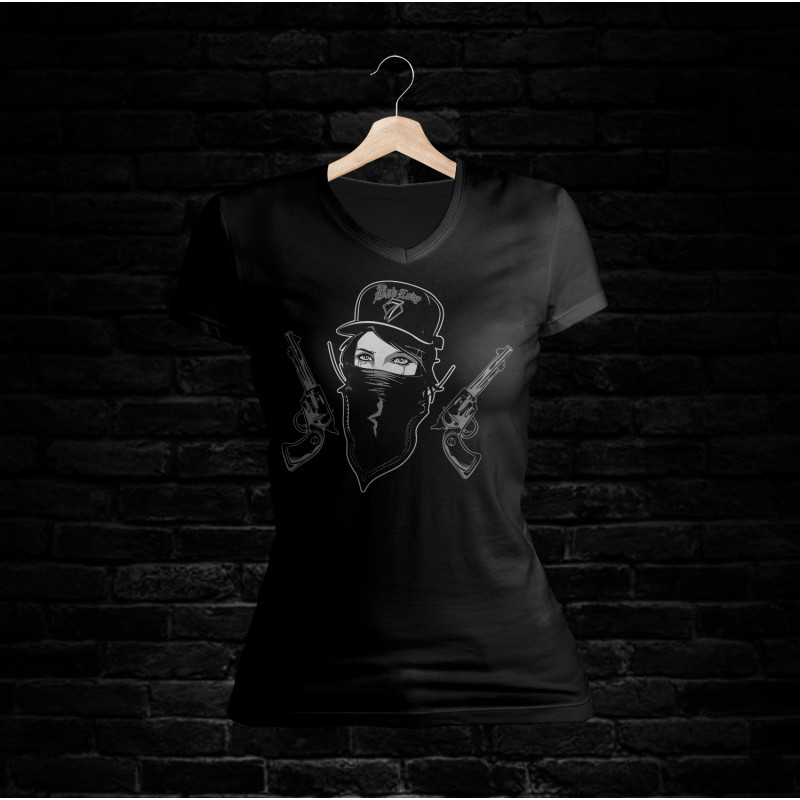 Bad Lady Shirt 710 V-Schnitt (schwarz)